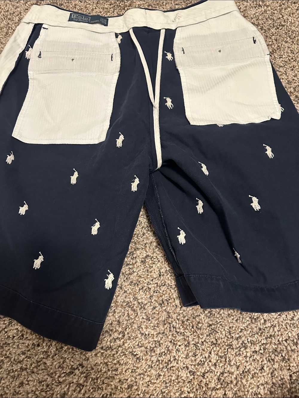 Ralph Lauren Navy Shorts with White Polo Pony Embroidery - Picture 6 of 6